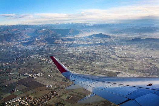 Top view, the view from the aircraft through the porthole