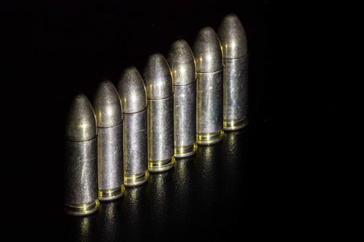 The bullets on black background