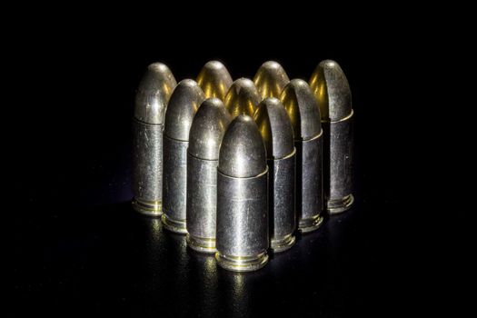 The bullets on black background