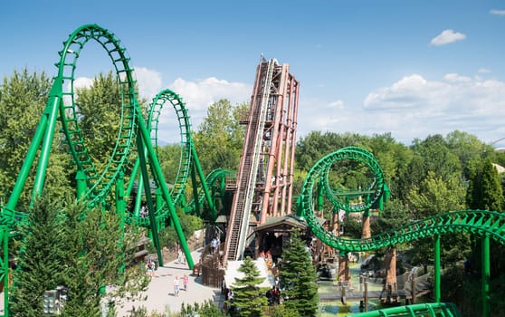 CASTELNUOVO DEL GARDA, Italy - September 08: Gardaland Theme Park in Castelnuovo Del Garda, Italy on Tuesday, September 8, 2015. Three million people visit the park on a yearly basis.