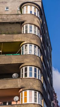 The building in the functionalism style, built in 1930-1931, in Katowice, Silesia region, Poland.