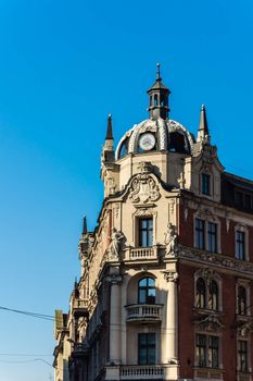 Tenement built in neo-baroque architectural style in Katowice, Silesia region, Poland.