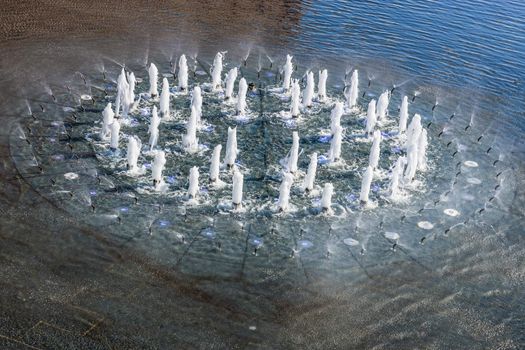 Water fountain viewed from above.