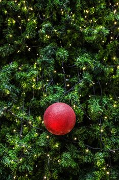 decorated christmas tree with electric light and christmas balls, use as christmas background