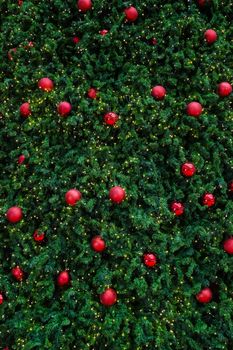 decorated christmas tree with electric light and christmas balls, use as christmas background