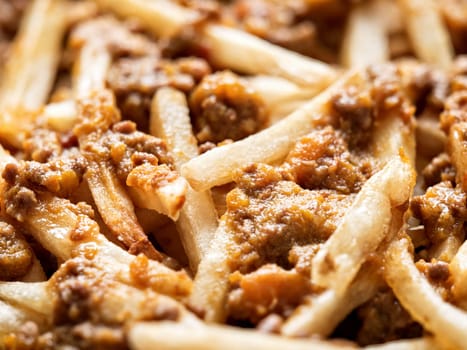 close up of  american chili fries