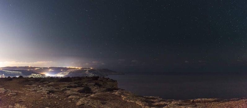 The beautiful night sky as seen from Majjistral Point in Malta