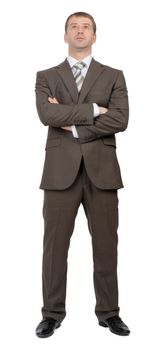 Businessman with crossed arms on isolated white background