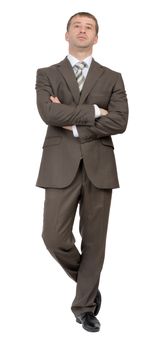 Businessman with crossed arms on isolated white background