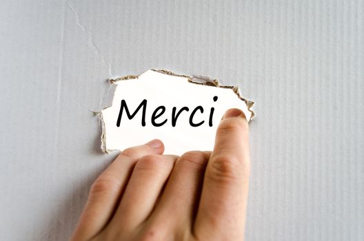 Merci text concept isolated over white background