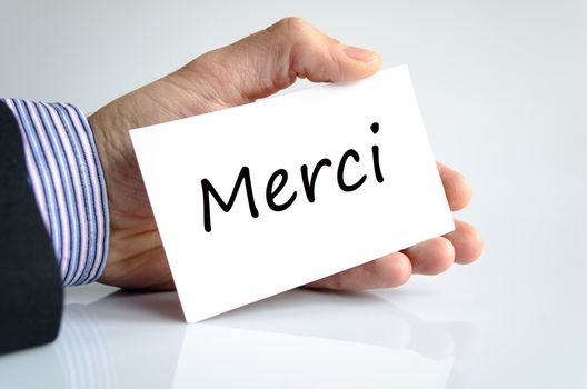 Merci text concept isolated over white background