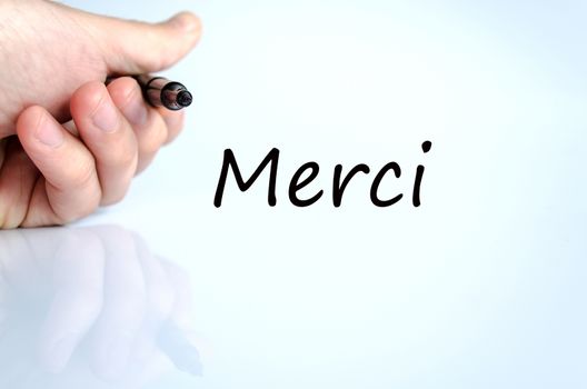 Merci text concept isolated over white background