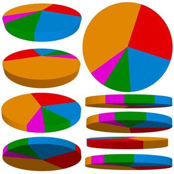 Pie chart set on isolated white background