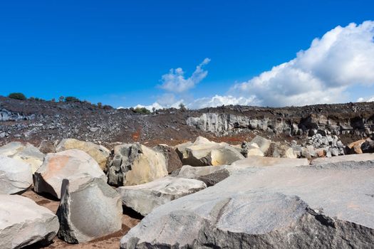 The volcanic rocks in a sicilian quarry.