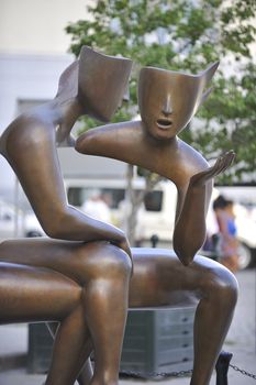 Havana, Cuba, - AUGUST 2013. Old Havana statues and memorials - the most visited places of the town. Statue "Conversation".