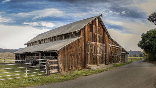 An Old Barn, Panoramic Color Image, USA