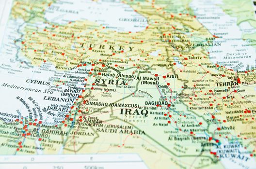 Syria on map in focus only, Syria crisis.
