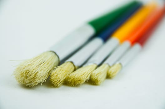 Art Brushes close up, five colours, shallow dof
