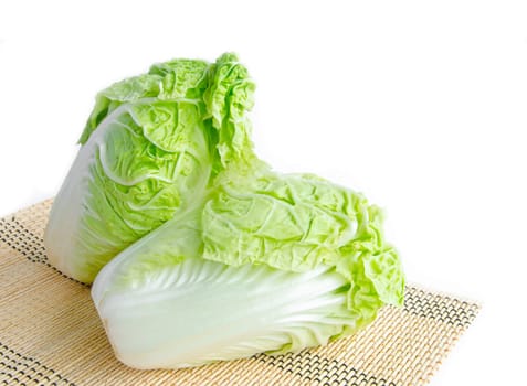 fresh chinese cabbage on wooden mat