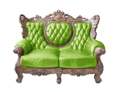 Red luxurious sofa on white background. clipping path.