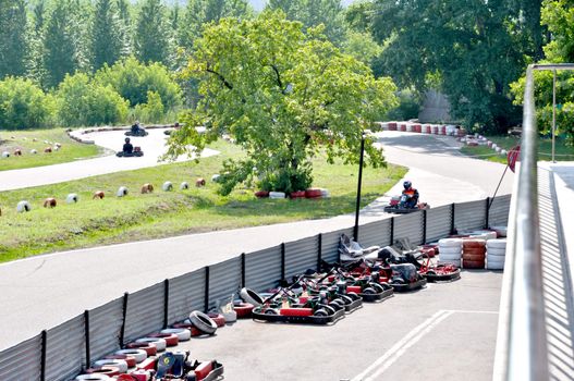 go kart racing on circuit