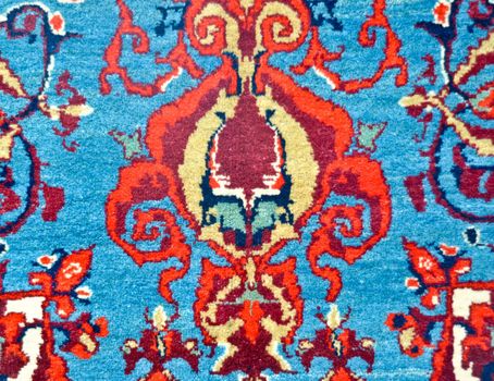 colored wool handmade carpet closeup