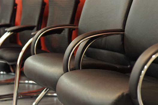 black leather office chair close-up