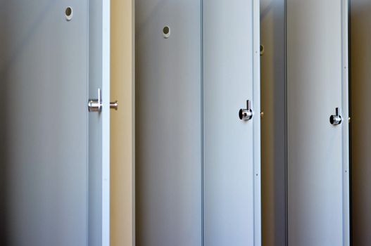 Doors and partitions in a toilet