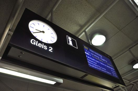 information  board in the subway in Munich