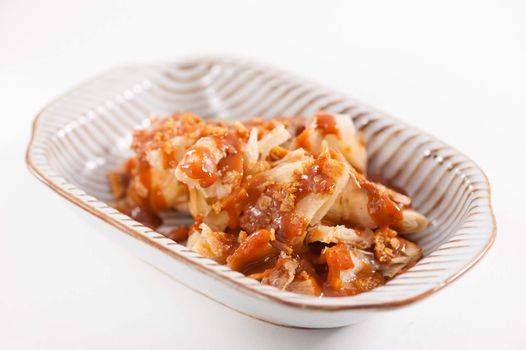 Roti with Thai tea sauce, Modern dessert adapt from Indian food