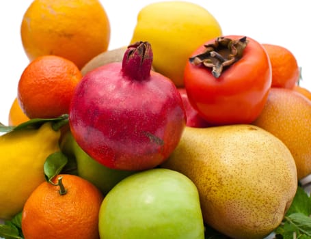 a lot of different tropical fruits closeup