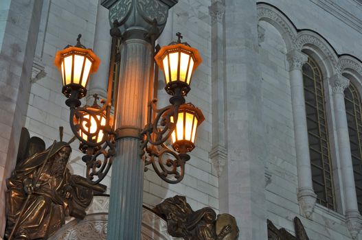 Christ the Saviour Cathedral at night.  details and close up. Moscow. Russia