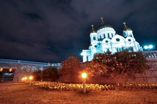 Christ the Saviour Cathedral at night.  Moscow. Russia