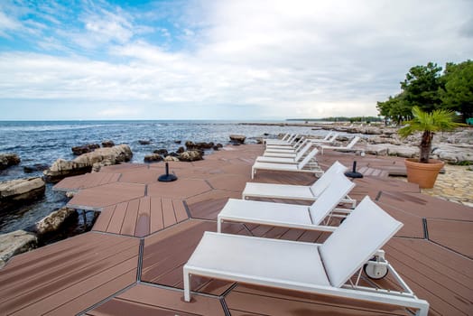 loungers on the rocky beaches of the Adriatic