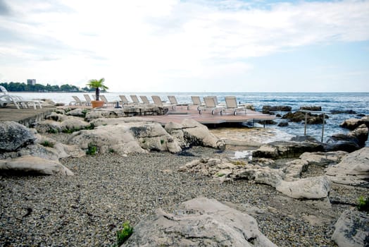 loungers on the rocky beaches of the Adriatic