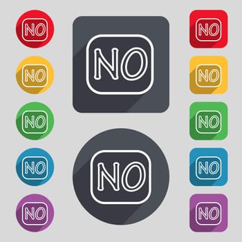 Norwegian language sign icon. NO Norway translation symbol. Set of colored buttons. illustration
