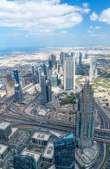 Aerial view of Dubai skyline, UAE.
