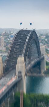 Sydney Harbour Bridge, blurred view.