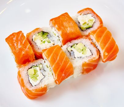 Japanese food restaurant - sushi rolls. Shallow dof