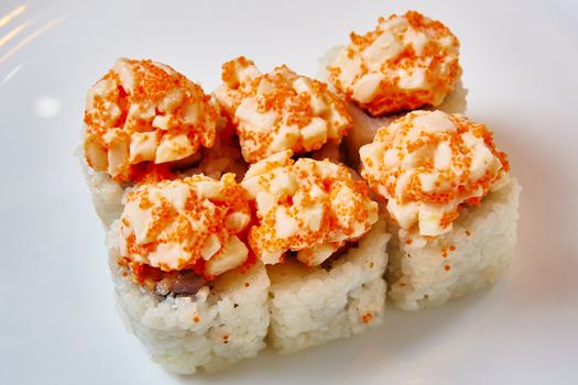 Japanese food restaurant - sushi rolls. Shallow dof