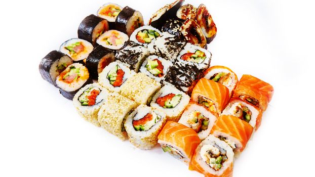 Japanese food restaurant - sushi rolls. Shallow dof
