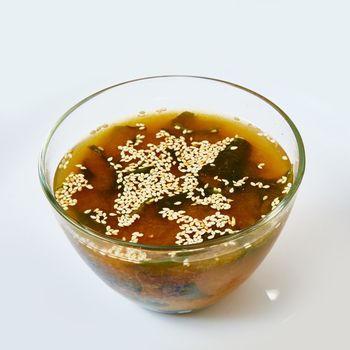 The Miso soup,  Japanese Food. Shallow dof