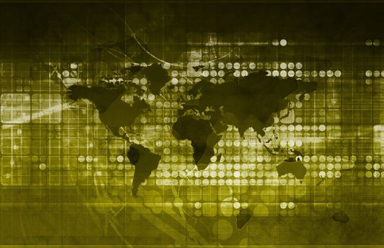 Abstract Science Concept Background with World Map 