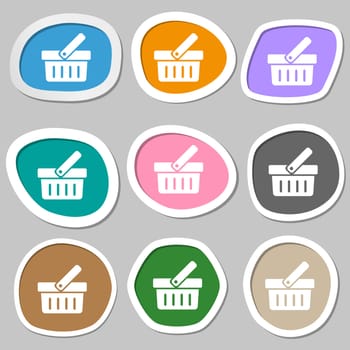 Shopping Cart sign icon. Online buying button. Multicolored paper stickers. illustration