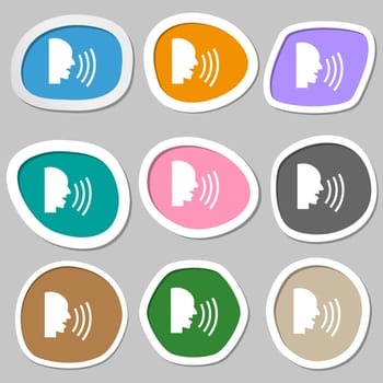 Talking Flat modern web icon. Multicolored paper stickers. illustration