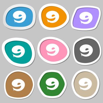 number Nine icon sign. Multicolored paper stickers. illustration