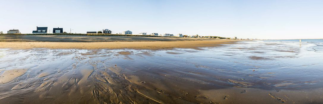 Panoramic landscape of a beach in Maine, Usa