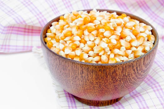 raw corn seed in bowl wooden.