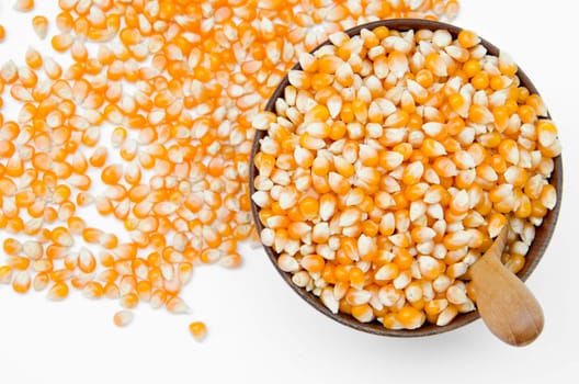 raw corn seed in bowl wooden.