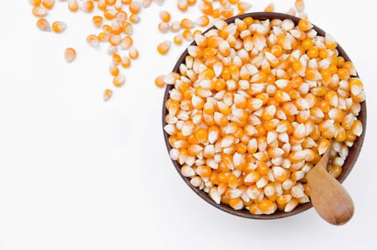 raw corn seed in bowl wooden.